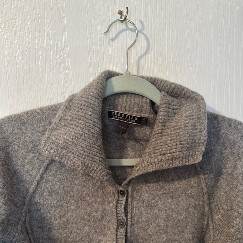 Peruvian Connection Gray Sweater Cardigan